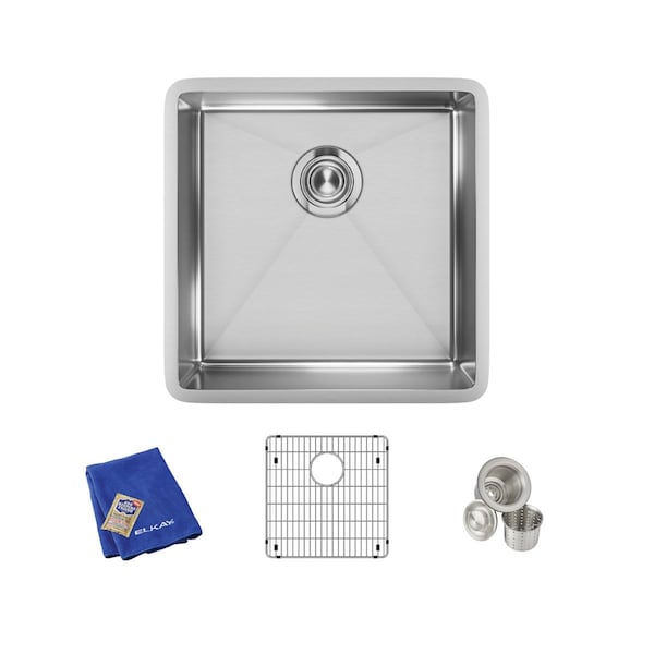 Elkay Crosstown 18 Gg SS 18.5'x18.5'x9' 1-Bowl Undermount Kit